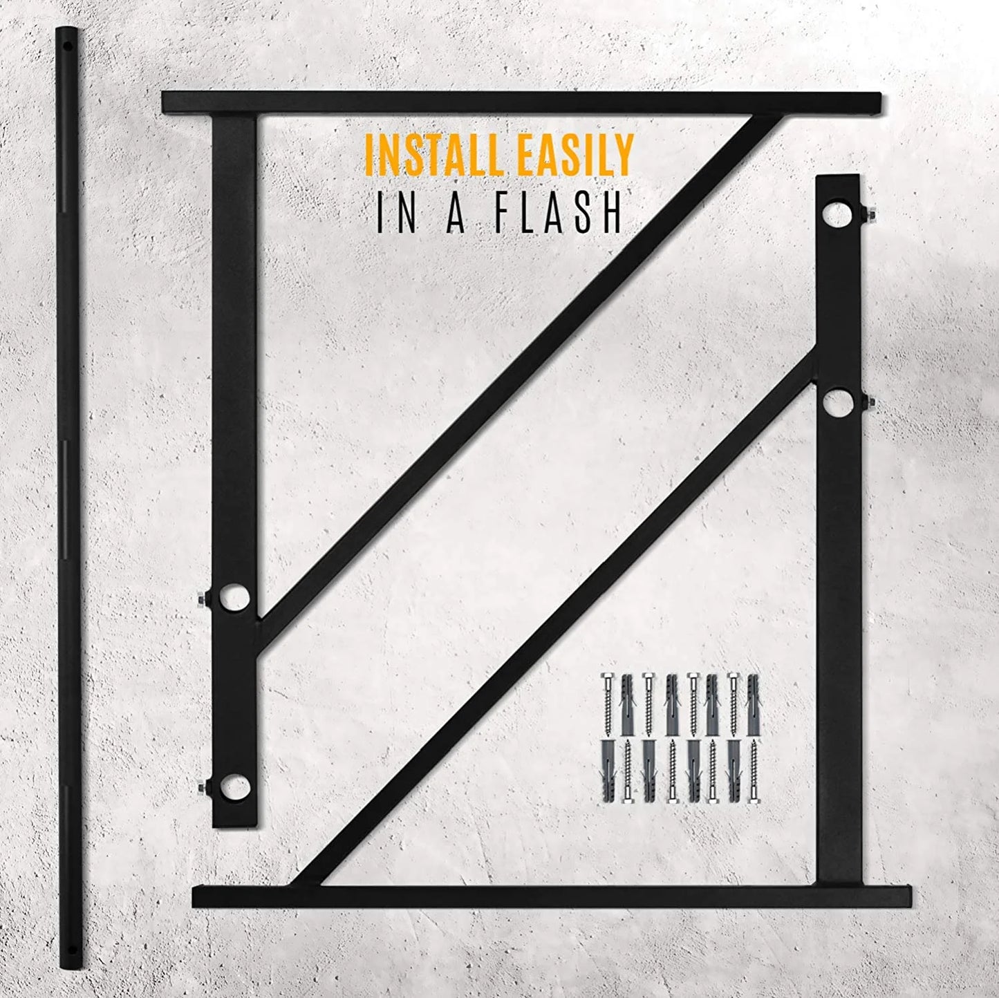 Heavy Wall Mount Chin up Bar, Black, Single