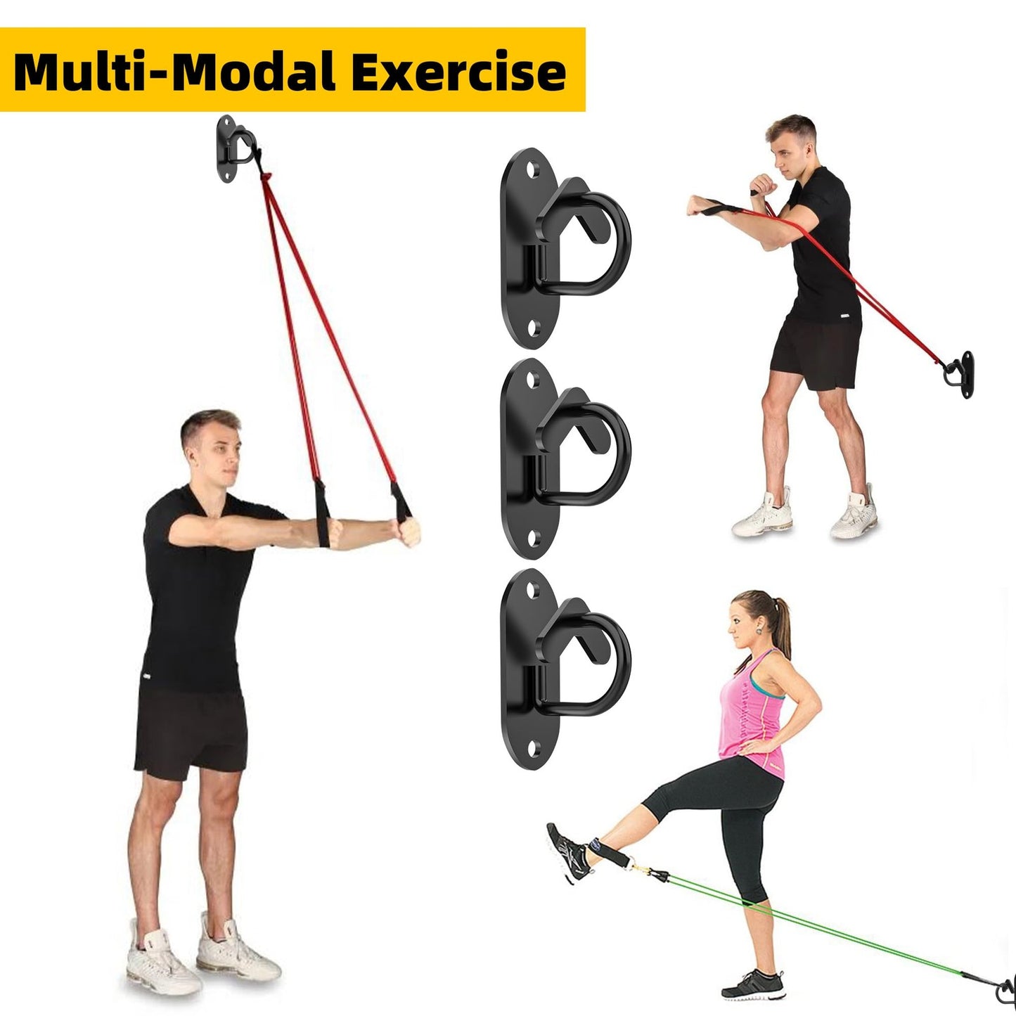 3 Pcs-Resistance Band Wall Anchors System, Wall Mount Workout Anchors for Exe...