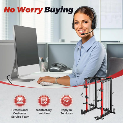 Multi-Functional Power Rack-2000Lbs Capacity All-In-One Squat Rack with Dual Pulley System, Power Cage for Home Gym Strength Training