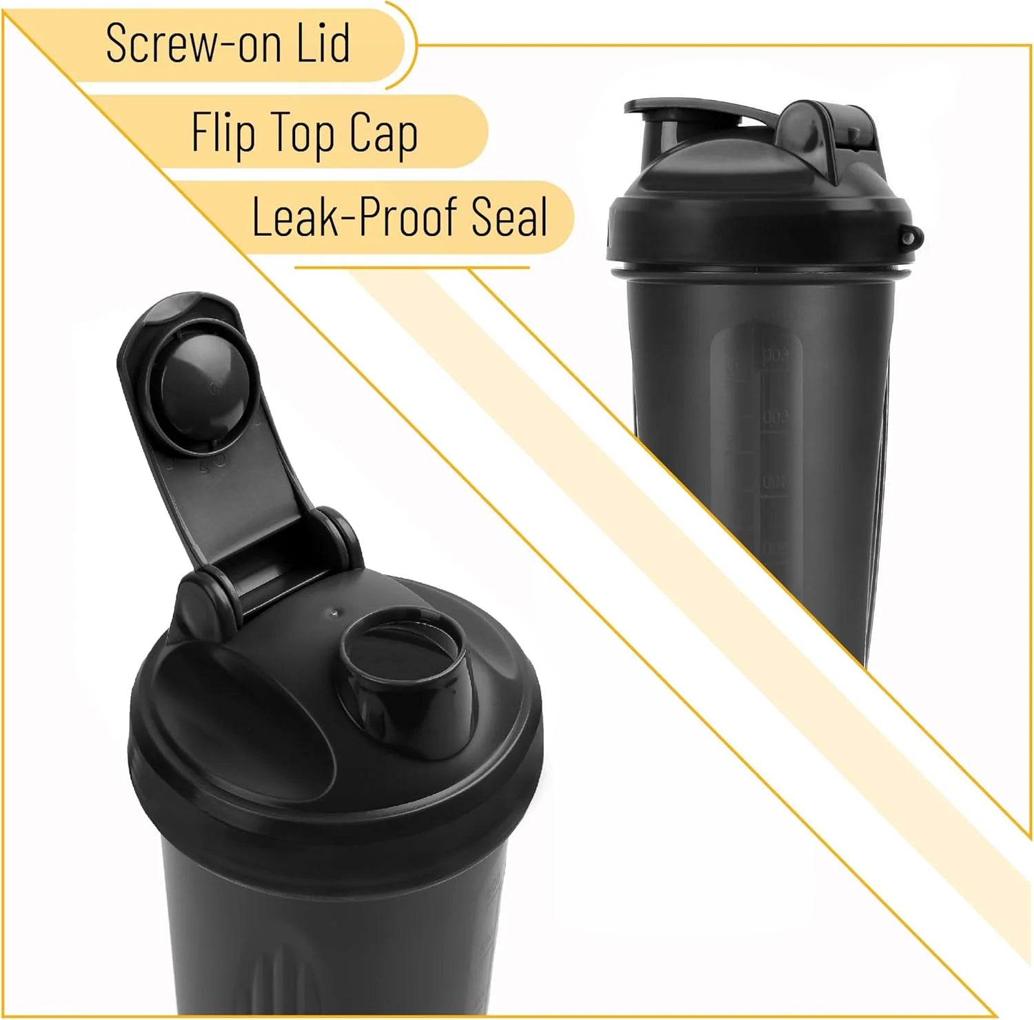 - Shaker Bottles for Protein Mixes, 20 Oz