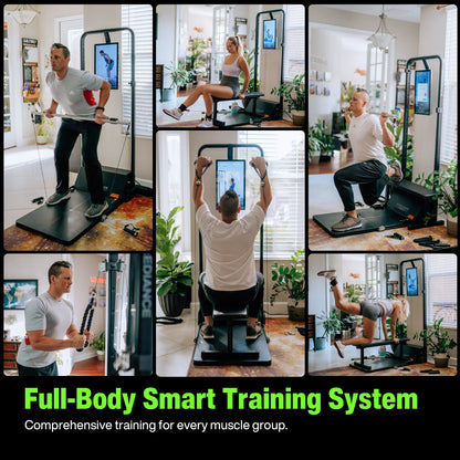 AI Smart Home Gym, All-In-One Digital Weight Workout Machine for Squat, Strength, Cardio, HIIT