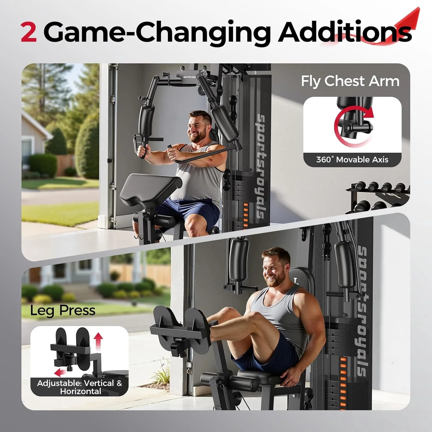 Home Gym, Workout Station with 148LBS Weight Stack, Multifunctional Home Gym Equipment, Exercise Equipment for Full Body Strength Training