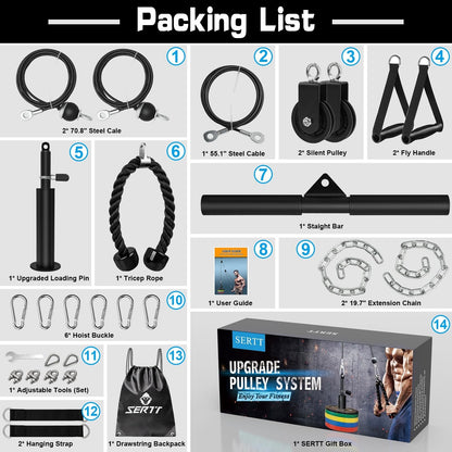 SERTT Weight Cable Pulley System Gym, Upgraded Cable Pulley Attachments for G...