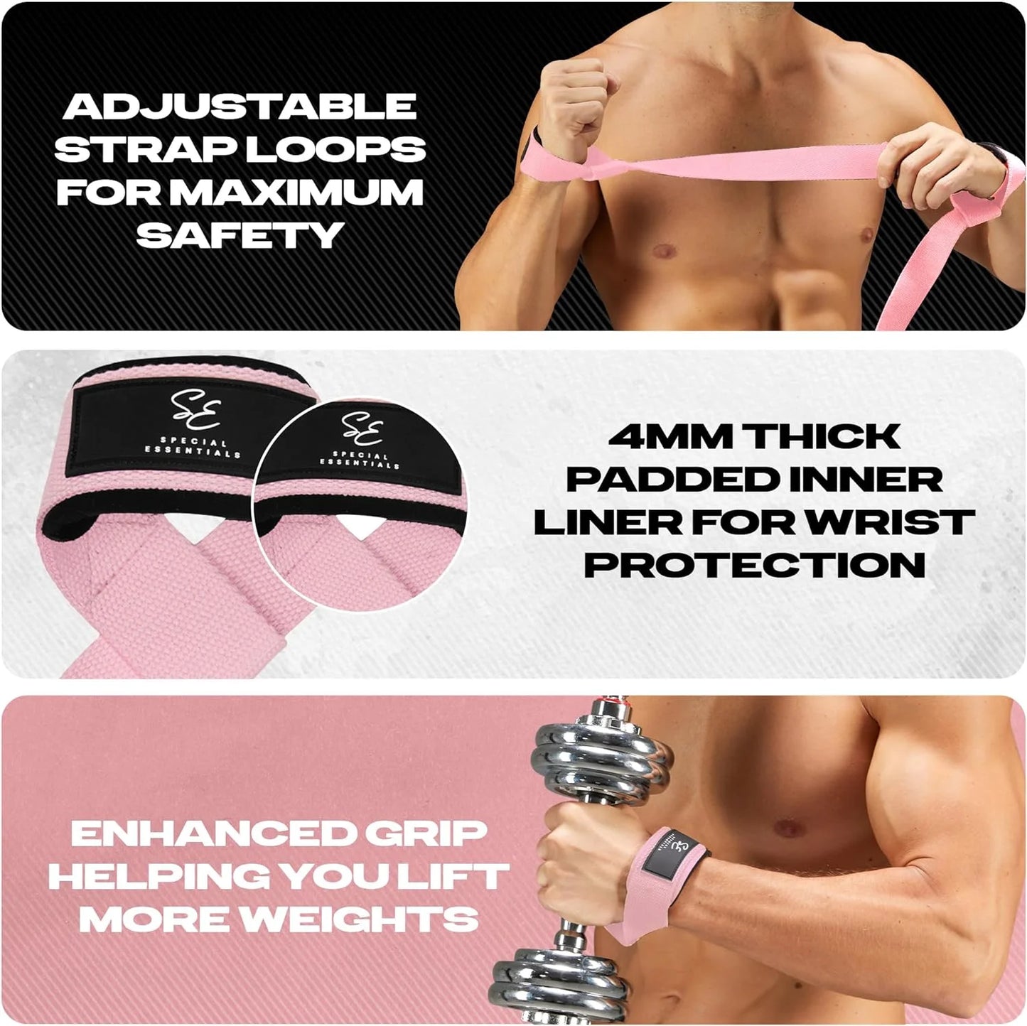 Weightlifting Wrist Straps – 2-Pack Adjustable Padded Neoprene Lifting Straps for Gym, for Men & Women