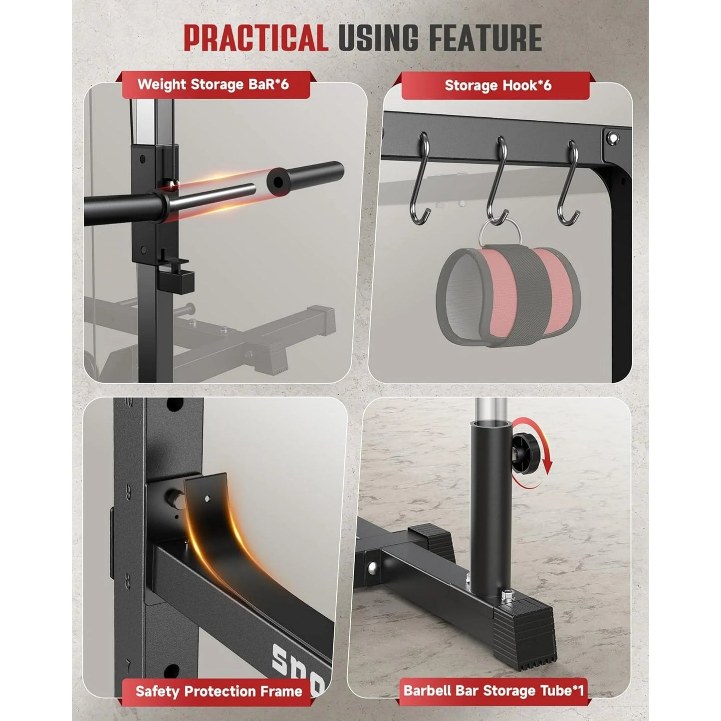 Power Cage,1200Lbs Multi-Function Power Rack with Lat Pulldown and Pulley System and More Training Attachment, Weight Cage for Home Gym