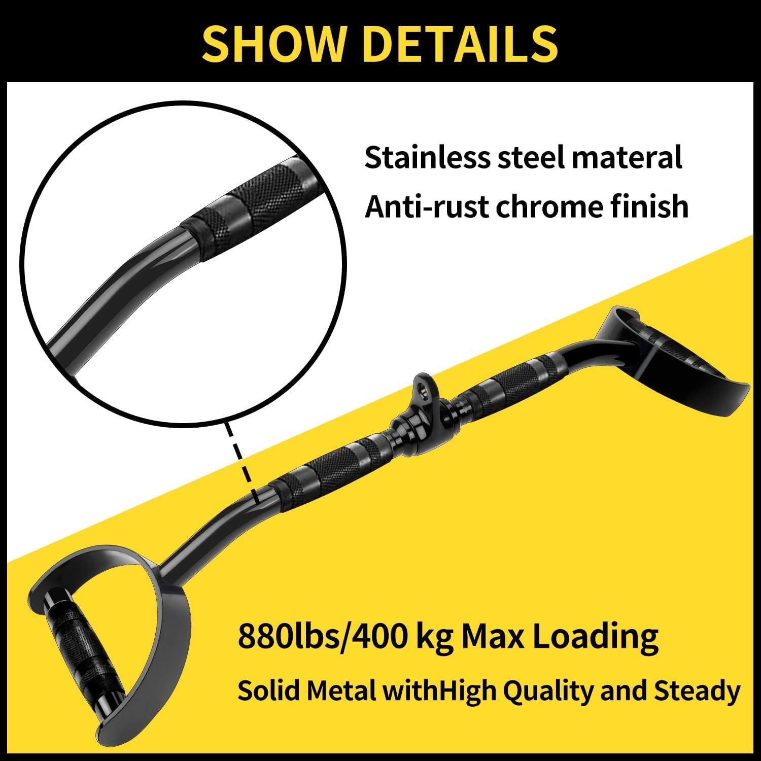 Solid Steel Cable Attachments for Gym Set with Wide Grip LAT Pull down Bar, LAT