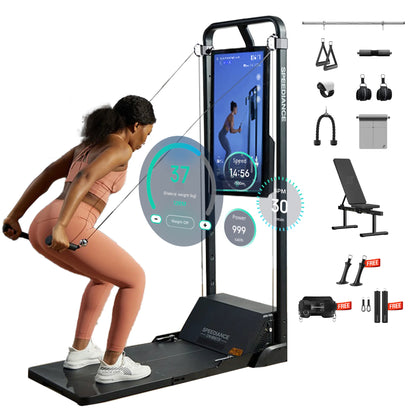 AI Smart Home Gym, All-In-One Digital Weight Workout Machine for Squat, Strength, Cardio, HIIT