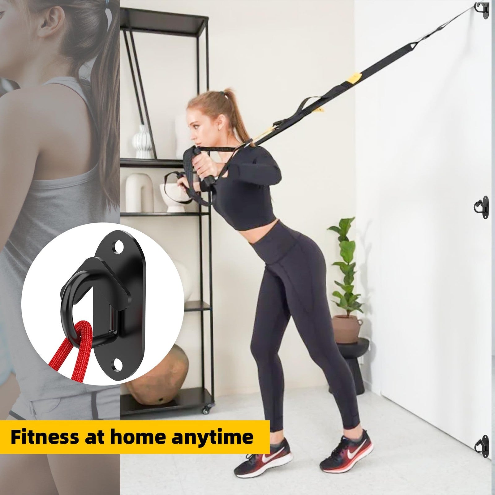 3 Pcs-Resistance Band Wall Anchors System, Wall Mount Workout Anchors for Exe...