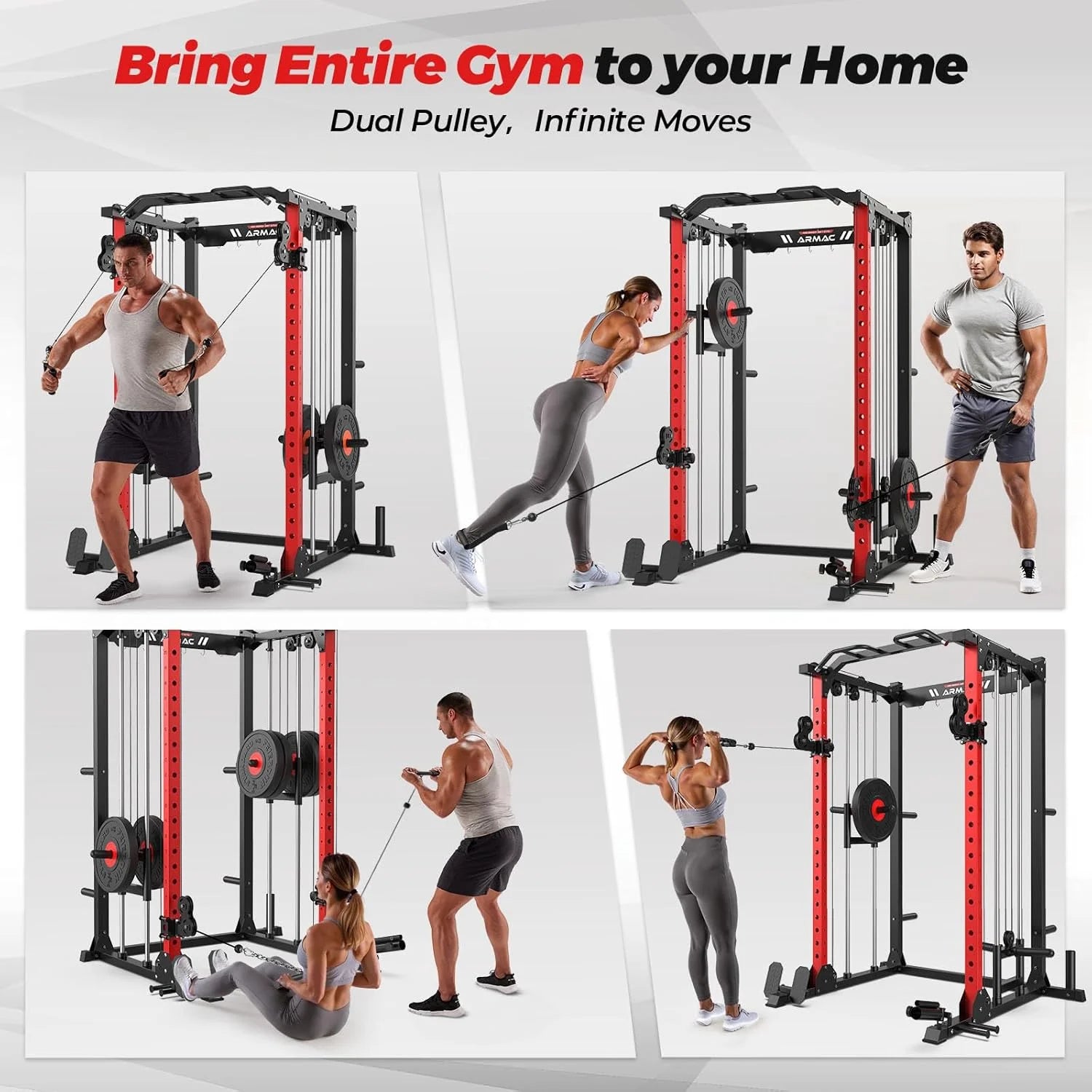 Multi-Functional Power Rack-2000Lbs Capacity All-In-One Squat Rack with Dual Pulley System, Power Cage for Home Gym Strength Training