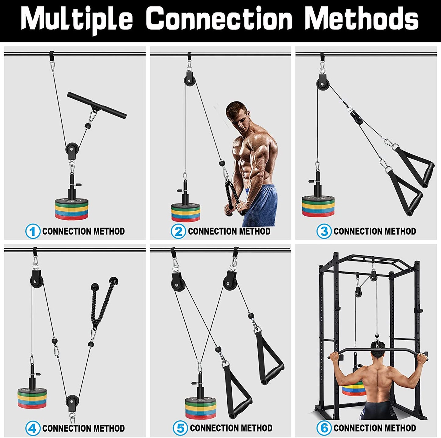 Weight Cable Pulley System Gym, Upgraded Cable Pulley Attachments for Gym LAT Pu