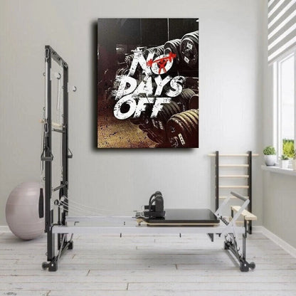 No Days Off: 'Motivational Gym Quote' Canvas Print - Inspiring and Eye-Catching Addition to Your Home Gym
