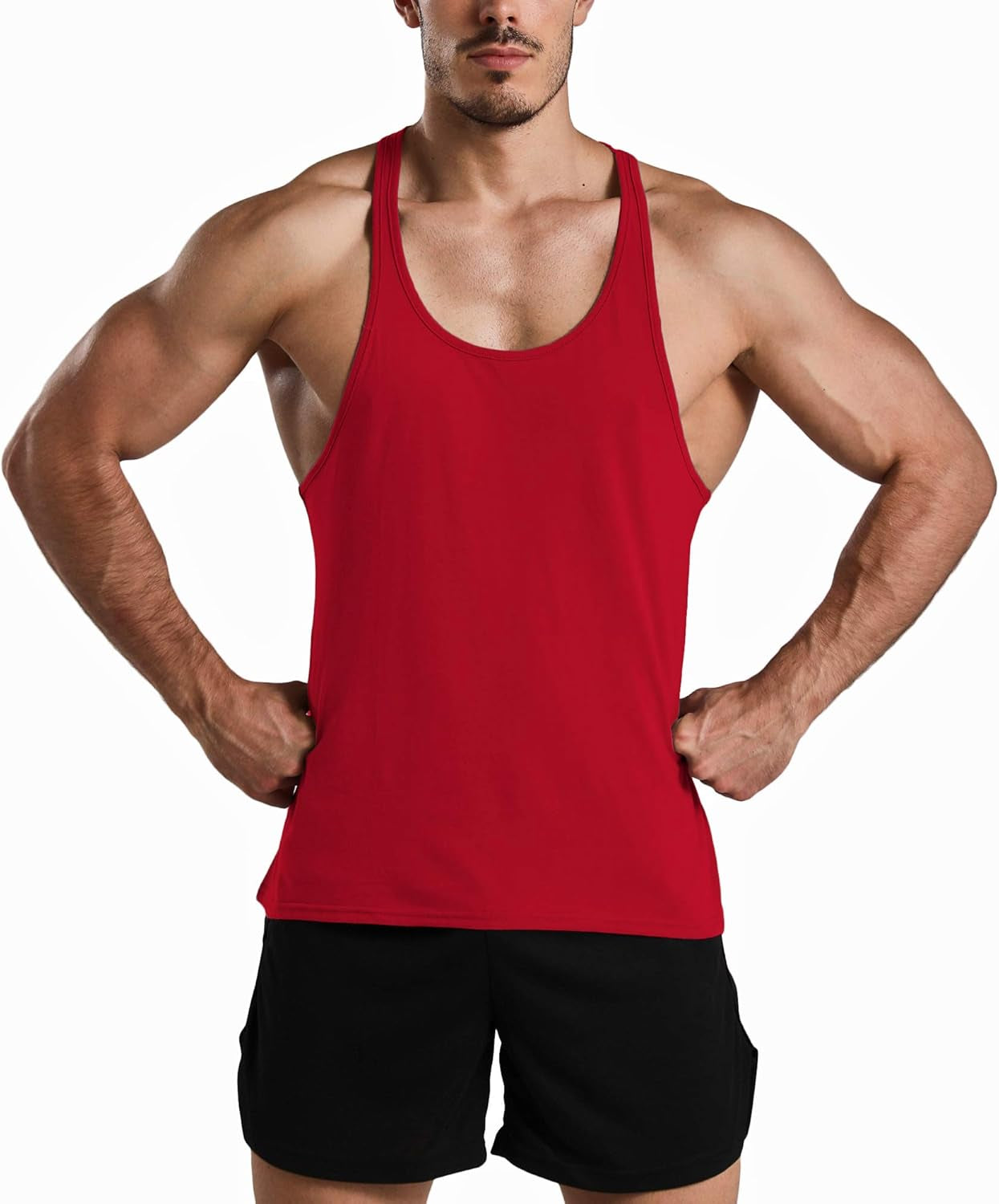 Men'S 3 Pack Athletic Stringer Gym Muscle Workout Racerback Fitness Tank Tops Black & Green & Red XL