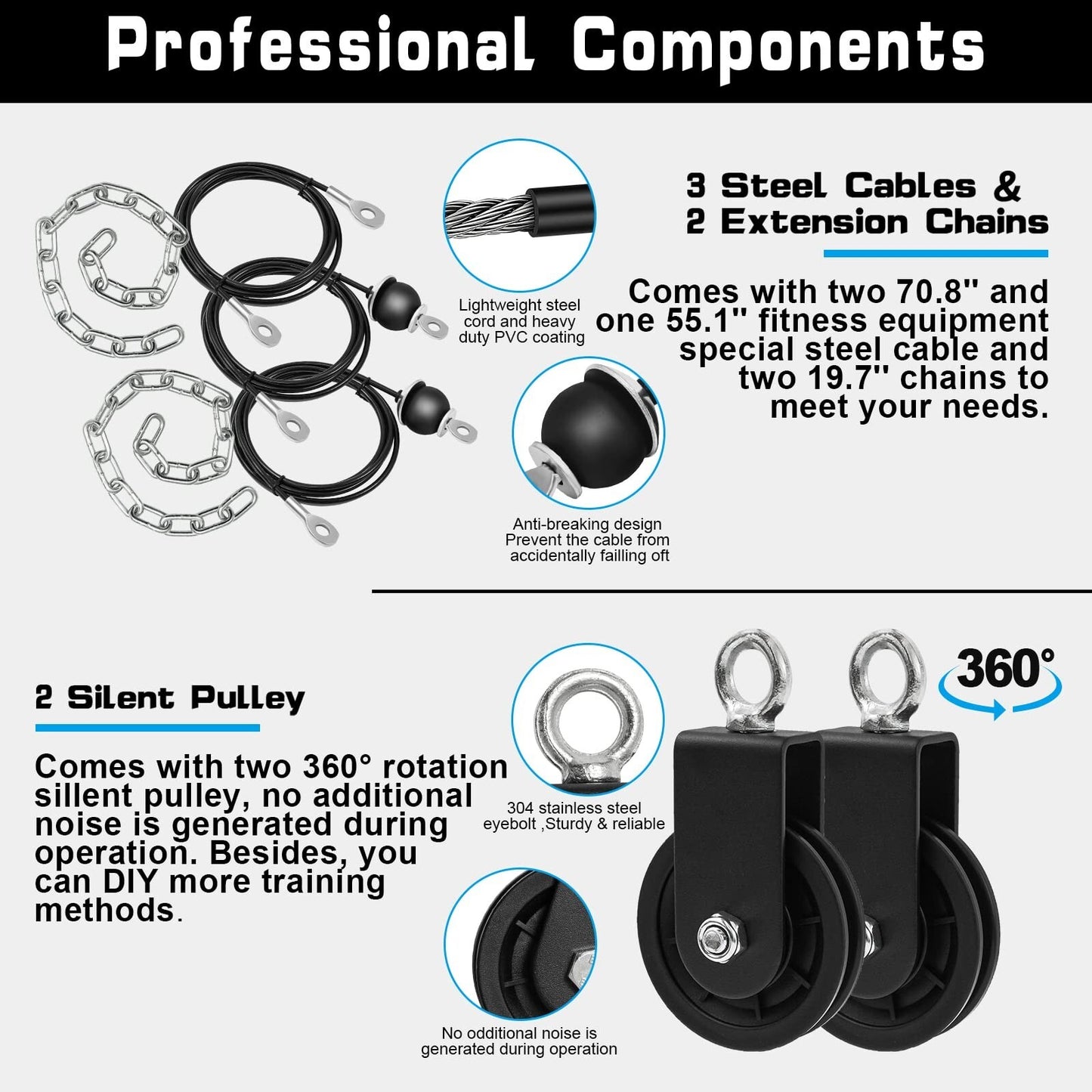 SERTT Weight Cable Pulley System Gym, Upgraded Cable Pulley Attachments for G...