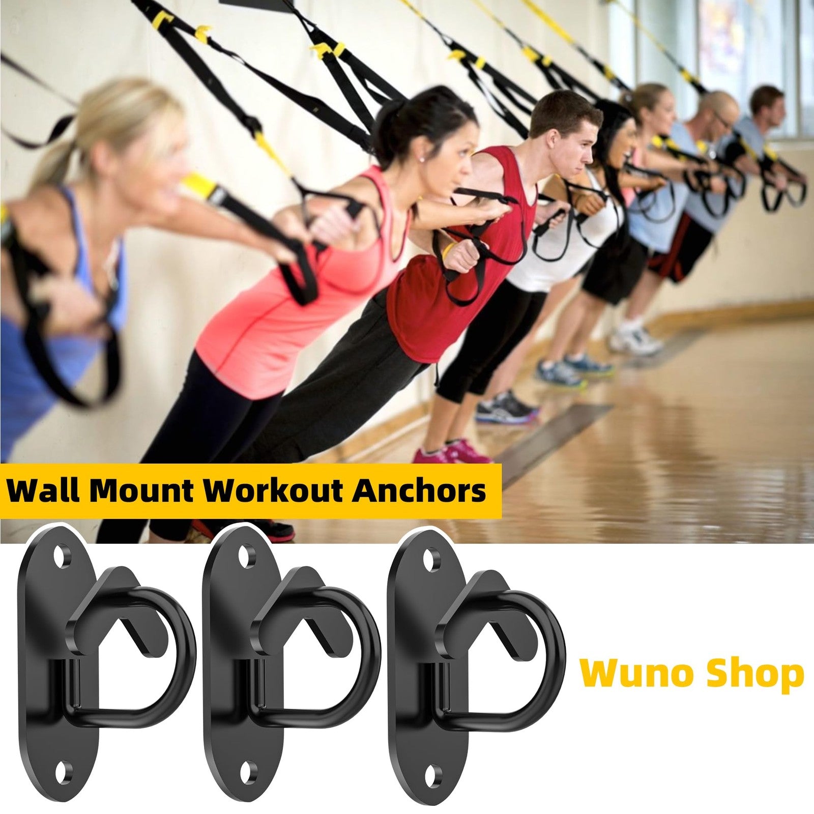 3 Pcs-Resistance Band Wall Anchors System, Wall Mount Workout Anchors for Exe...