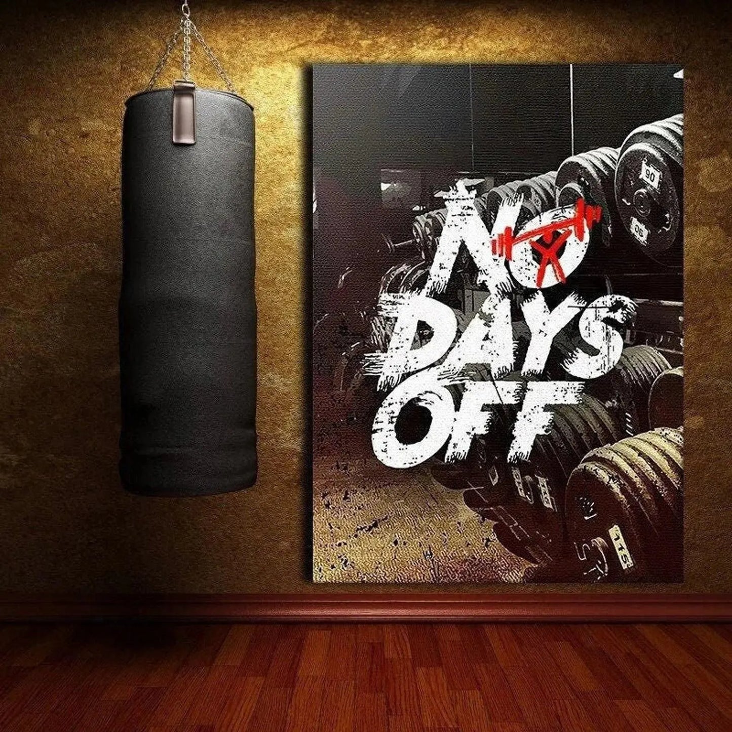No Days Off: 'Motivational Gym Quote' Canvas Print - Inspiring and Eye-Catching Addition to Your Home Gym
