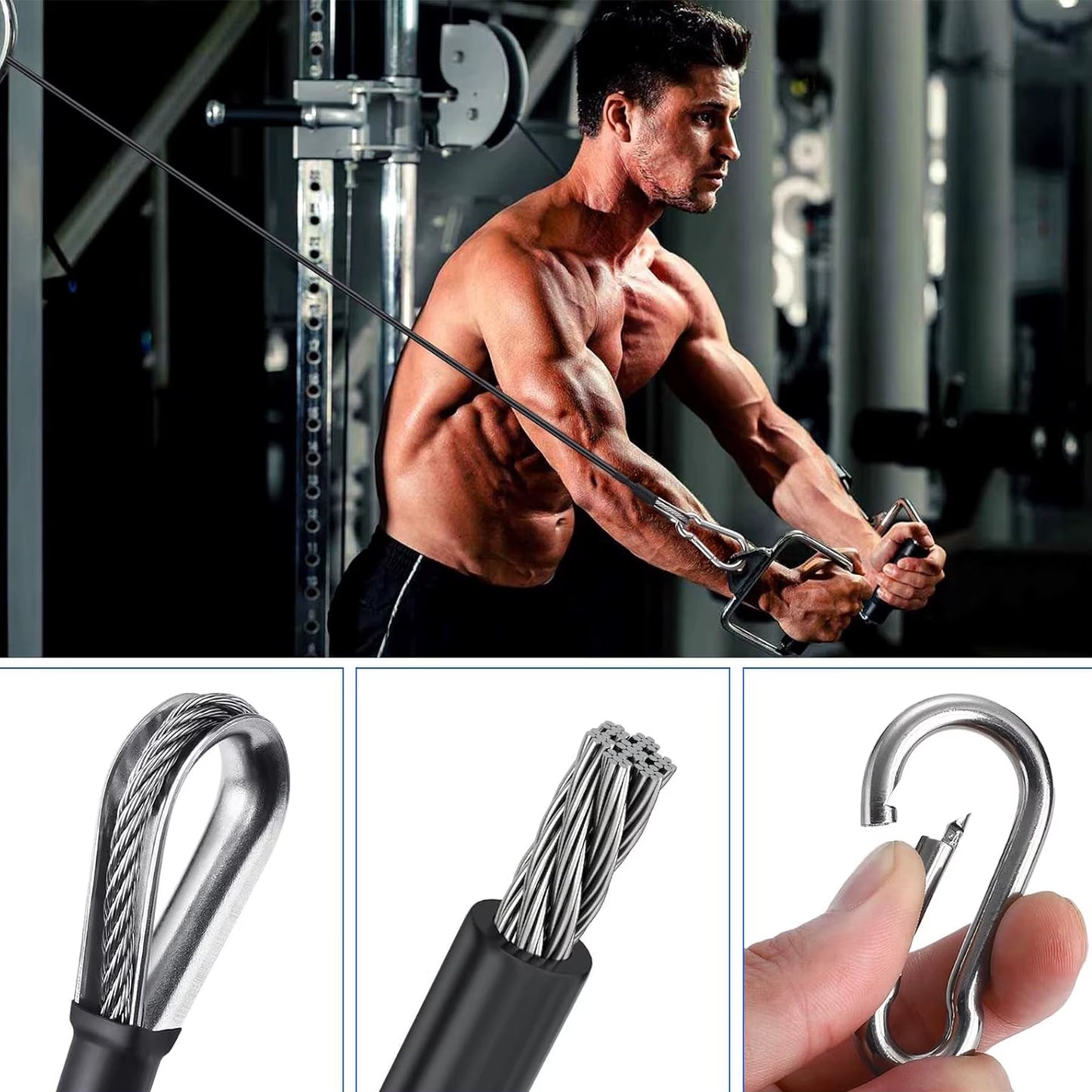 Thick 5Mm Heavy Duty Gym Cable Extender 39/59 Inch Extension Rope Attachment Compatible with Home Gym Accessories
