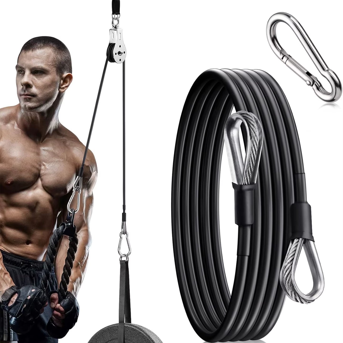 Thick 5Mm Heavy Duty Gym Cable Extender 39/59 Inch Extension Rope Attachment Compatible with Home Gym Accessories