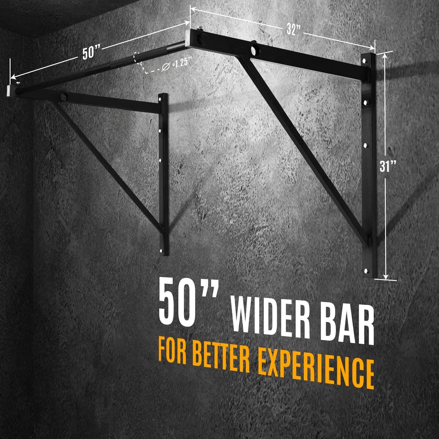 Heavy Wall Mount Chin up Bar, Black, Single