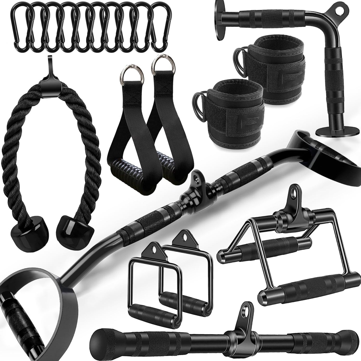 Solid Steel Cable Attachments for Gym Set with Wide Grip LAT Pull down Bar, LAT