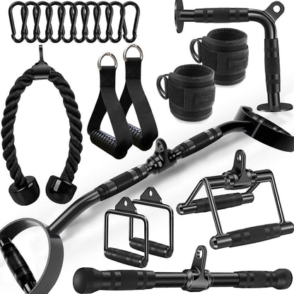 Solid Steel Cable Attachments for Gym Set with Wide Grip LAT Pull down Bar, LAT