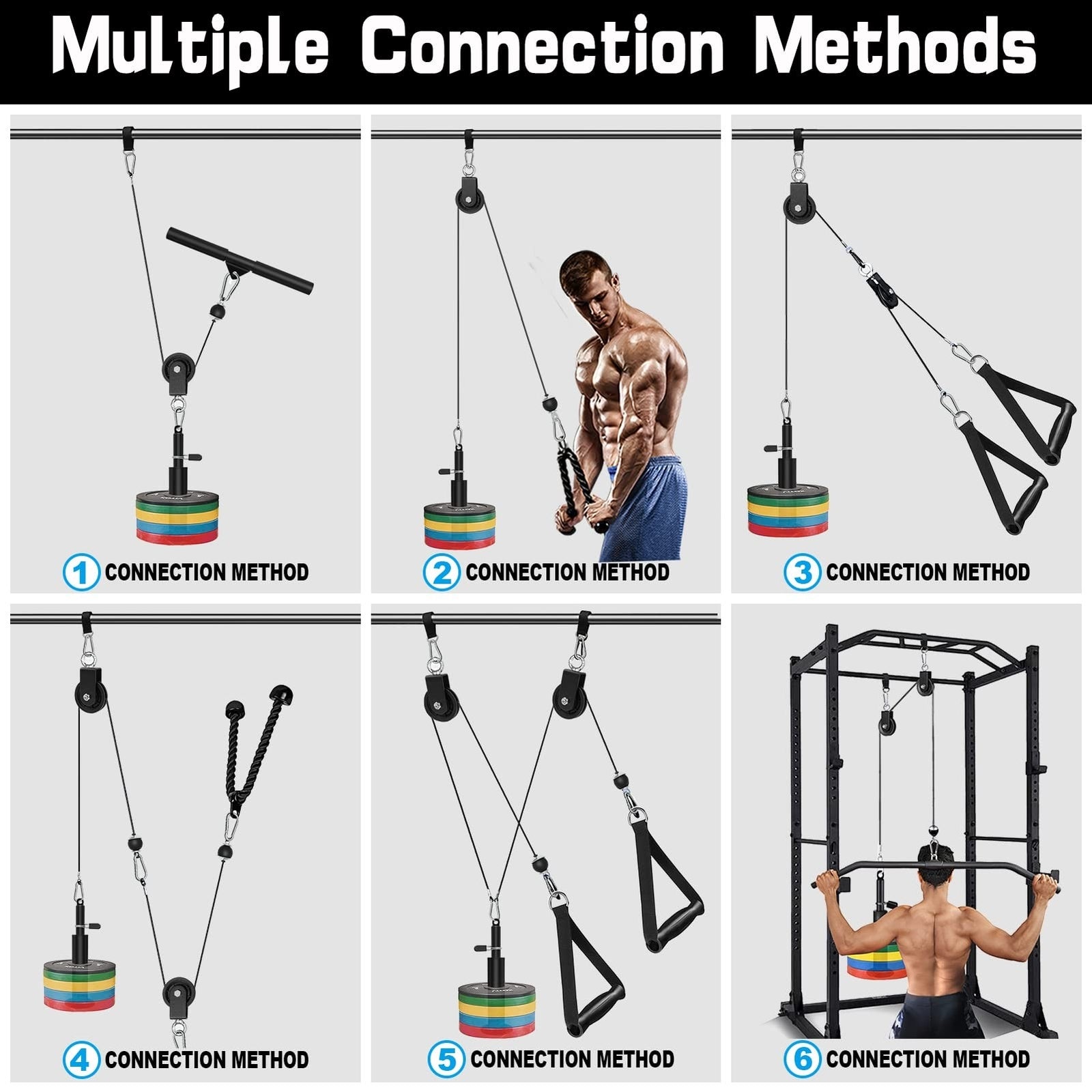 SERTT Weight Cable Pulley System Gym, Upgraded Cable Pulley Attachments for G...