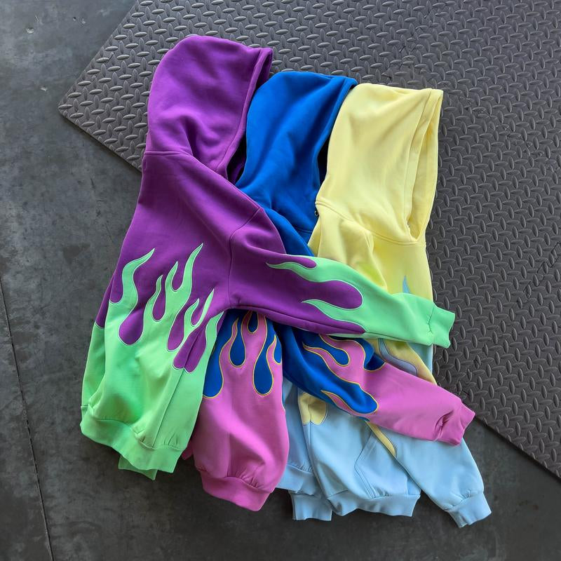 Premium Oversized Heater Hoodie for Men with Embroidered Patchwork Design