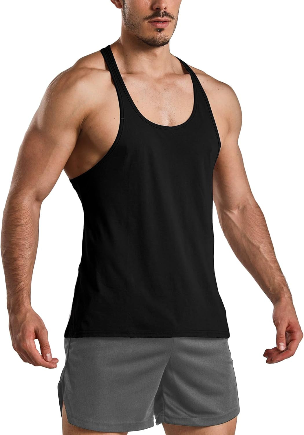 Men'S 3 Pack Athletic Stringer Gym Muscle Workout Racerback Fitness Tank Tops Black & Green & Red XL